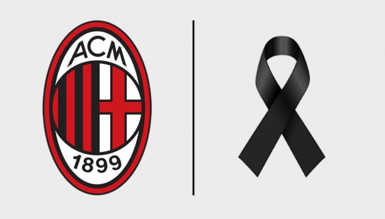 Il logo del Milan e il simbolo del lutto - Foto Ac Milan - Ternanatime.com