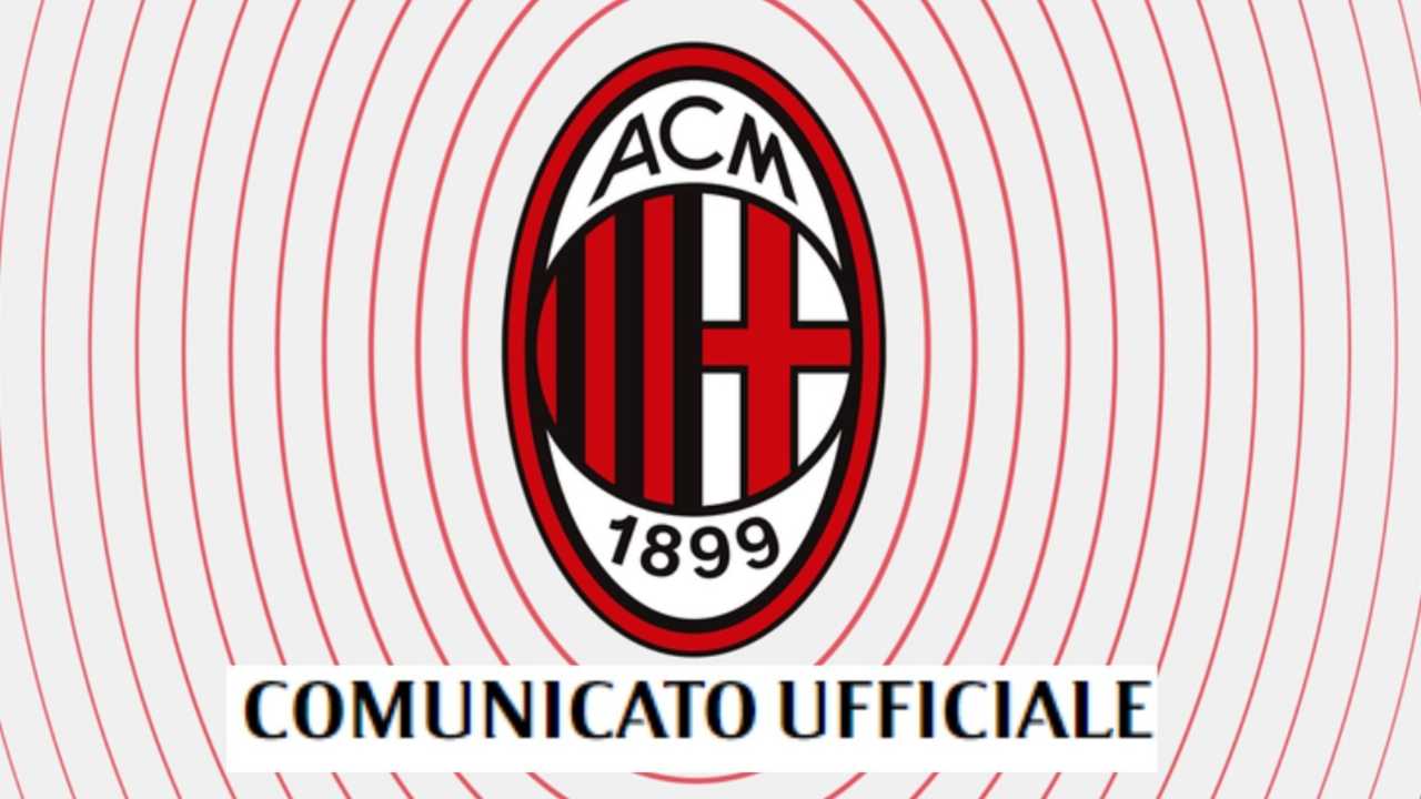 Logo ufficiale Milan con scritta comunicato ufficiale - Foto sito ufficiale Milan - Ternanatime.com