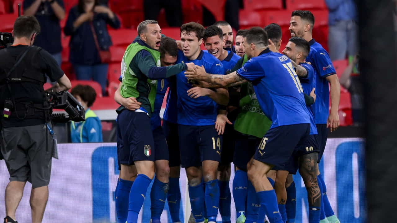 La Nazionale italiana festeggia un goal a Euro 2021 - Foto Lapresse - Ternanatime.com