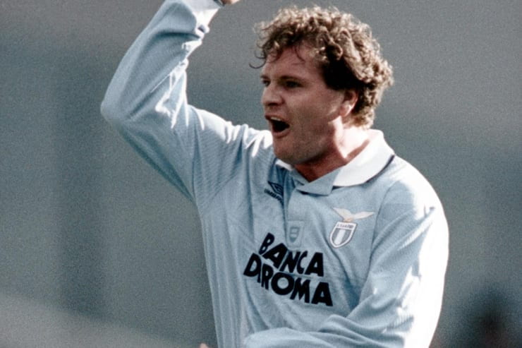 Paul Gascoigne in campo con la maglia della Lazio - Foto Lapresse - Ternanatime.com